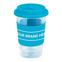 115064 350ml Aztec Silicone Band Glass Custom Reusable Coffee Cups