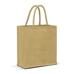 Lanza Large Laminated Jute Tote with Padded Cotton Handles