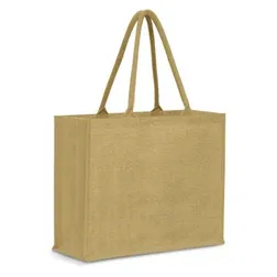 Modena Extra Large Laminated Jute Tote with Padded Cotton Handles