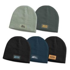 Nebraska Cable Knit Acrylic Beanie with Leather Look Patch