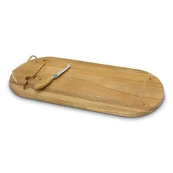 Coventry Acacia Wood Cheese Board with Rope Handles and Knife