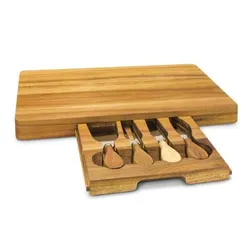 Montgomery Acacia Wood Cheese Board with Concealed Drawer and Utensil Set
