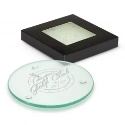 Round Glass Drink Coasters With Non Marking Pads