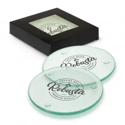 Round Glass Drink Coasters Set of Four