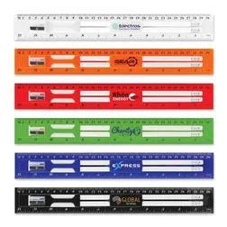 30cm Metric and Imperial Plastic Ruler Set