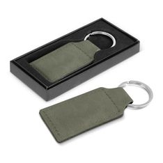 Ashton Rectangular PU Leather Key Ring with Colour Changing Laser Engraving