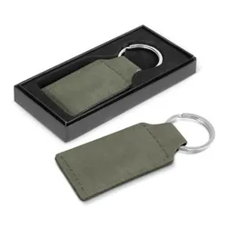 Ashton Rectangular PU Leather Key Ring with Colour Changing Laser Engraving