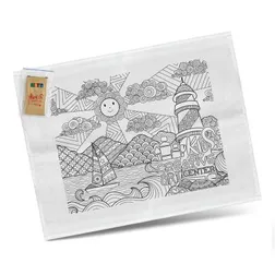116594 Printed Cotton Colouring Tea Towels With Crayons