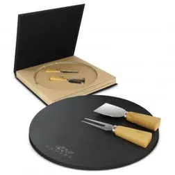 Slate Serving Board with Bamboo Handled Knives