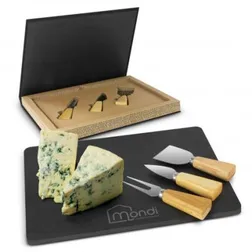 Engraved Slate Serving Board With Bamboo Knife Set