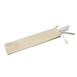 Stainless Steel Straw Set with Cotton Pouch and Cleaning Brush