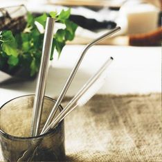 Reusable Stainless Steel Straw Kit with Cotton Pouch