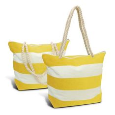 Bali Heavyweight Cotton Canvas Zippered Tote with Striped Pattern