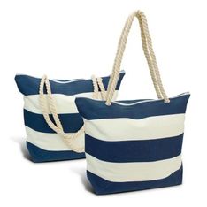 Bali Heavyweight Cotton Canvas Zippered Tote with Striped Pattern
