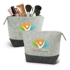 Medium Poly-Felt Two-Tone Zippered Travel Bag