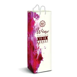 116940 Full Colour Laminated Wine Custom Paper Bags With Rope Handle (12cm x 35.7cm x 9cm)