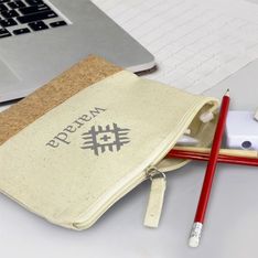Zippered Cotton Canvas Storage Pouch with Cork