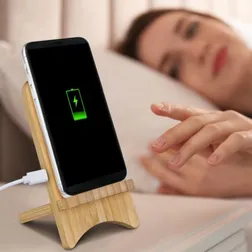 Bamboo Wireless Charging Stand with Phone Holder