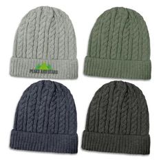 Altitude Chunky Cable Knit Acrylic Beanie with Rollup Cuff