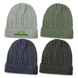 Altitude Chunky Cable Knit Acrylic Beanie with Rollup Cuff