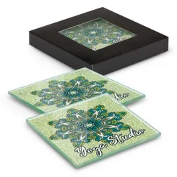 Square Glass Drink Coasters With Polyurethane Pads