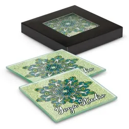 Venice Glass Coaster Set with Protective Polyurethane Pads