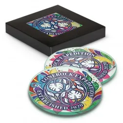 Round Glass Coasters With Non-Marking Base Pads