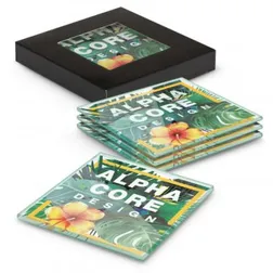 Square Glass Drink Coasters Set With Gift Box