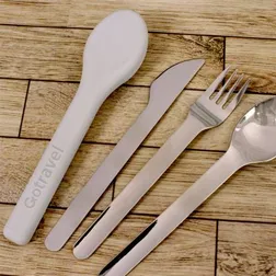 Stainless Steel Travel Cutlery Set with Silicone Case