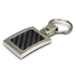 Pierre Cardin Chrome Metal Key Ring with Patterned Insert
