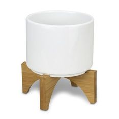 Ceramic Planter Pot with Bamboo Stand