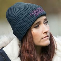 Acrylic Waffle Knit Beanie with Roll Cuff
