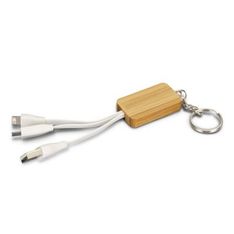 Bamboo Triple Connector Keyring Charging Cable