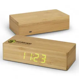 Bamboo Wireless Charging Clock With Temperature Display