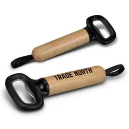 Timber Handle Bottle Opener with Silicone Loop