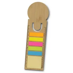 Bamboo Ruler Bookmark with Sticky Notes and Flag Organiser