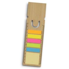 Bamboo Ruler Bookmark with Adhesive Notes and Flag Pads