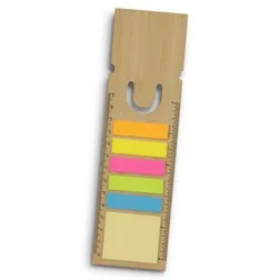 Bamboo Ruler Bookmark with Adhesive Notes and Flag Pads