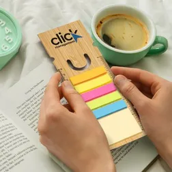 Bamboo Ruler Bookmark with Adhesive Notes