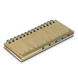 Bamboo Wiro Bound Sticky Note Wallet with Coloured Flags