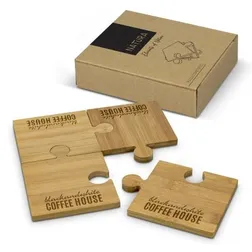 Bamboo Puzzle Interlocking Drink Coaster Set