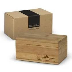 Natural Bamboo Tea Storage Box with Hinged Lid