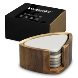 River Stone Shaped Ceramic Coaster Set With Holder