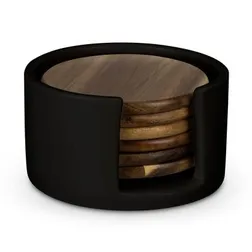 Keepsake Acacia Wood Coaster Set with Ceramic Holder