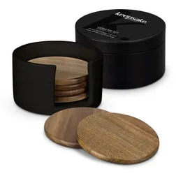 Keepsake Acacia Wood Coaster Set with Ceramic Holder