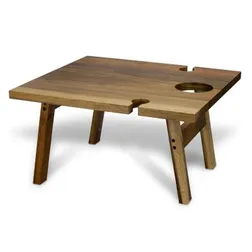 Acacia Wood Folding Wine Table with Magnetic Legs