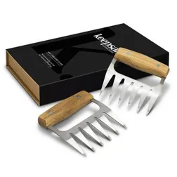 Stainless Steel Meat Shredding Claws Acacia Handles