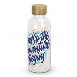 Clear RPET Water Bottle with Bamboo Lid