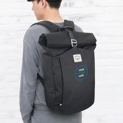 Recycled Fabric Roll Top Backpack With Laptop Sleeve