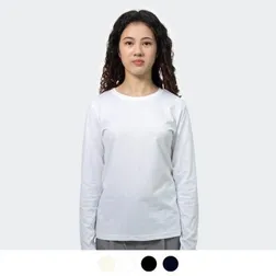 Womens Long Sleeve Cotton Crew Tee 180gsm